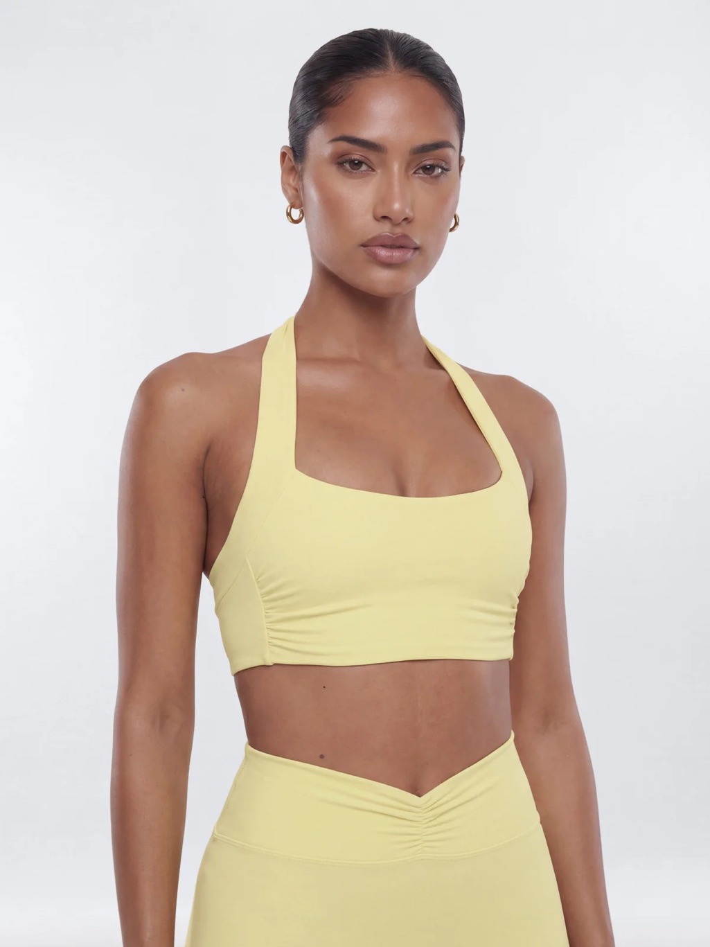 Fashion Nova Buttersoft Ruched Halter Sports Bra